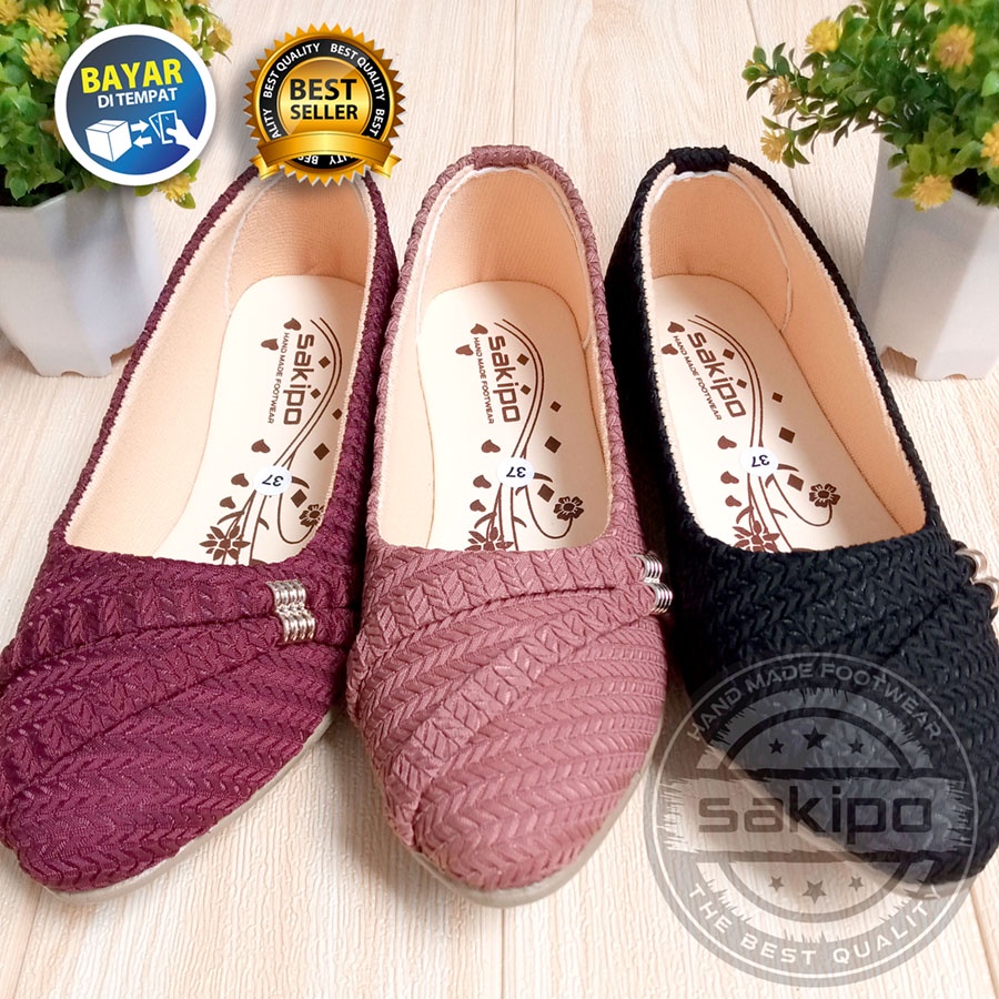 PROMO 12.12 SEPATU BALET RAJUT SLEMPANG SAMPING MURAH TRENDI NYAMAN DI KAKI / SEPATU SEKOLAH DAN KERJA / SEPATU WANITA REMAJA / SAKIPO