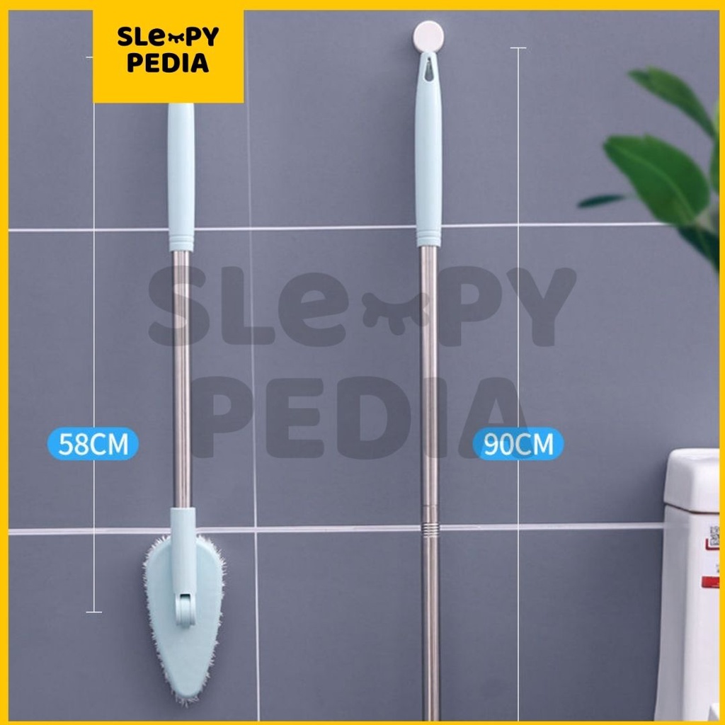 Sikat Lantai Pembersih Dinding Kamar Mandi Model Segitiga Gagang Panjang Portable 90cm - by SleepyPedia