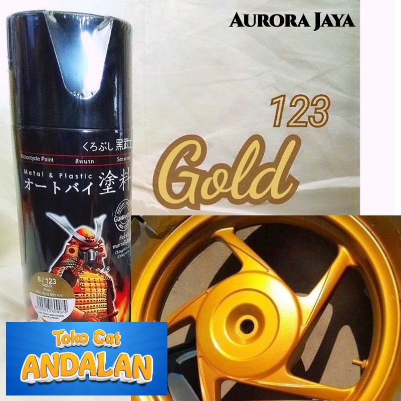 

Toko Cat Andalan - Samurai Paint Gold 123 Cat Semprot Pilox Emas Mengkilap Tahan Bensin 400ml | Toko Cat Andalan Mobil dan Motol