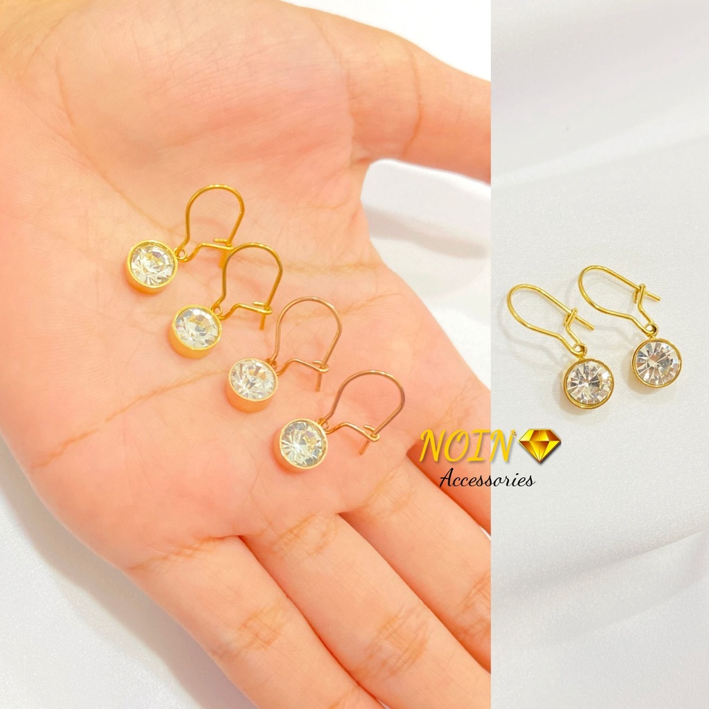 Anting Korea Wanita Titanium Anti Karat Polos Permata Earing Aksesoris Fashion Murah