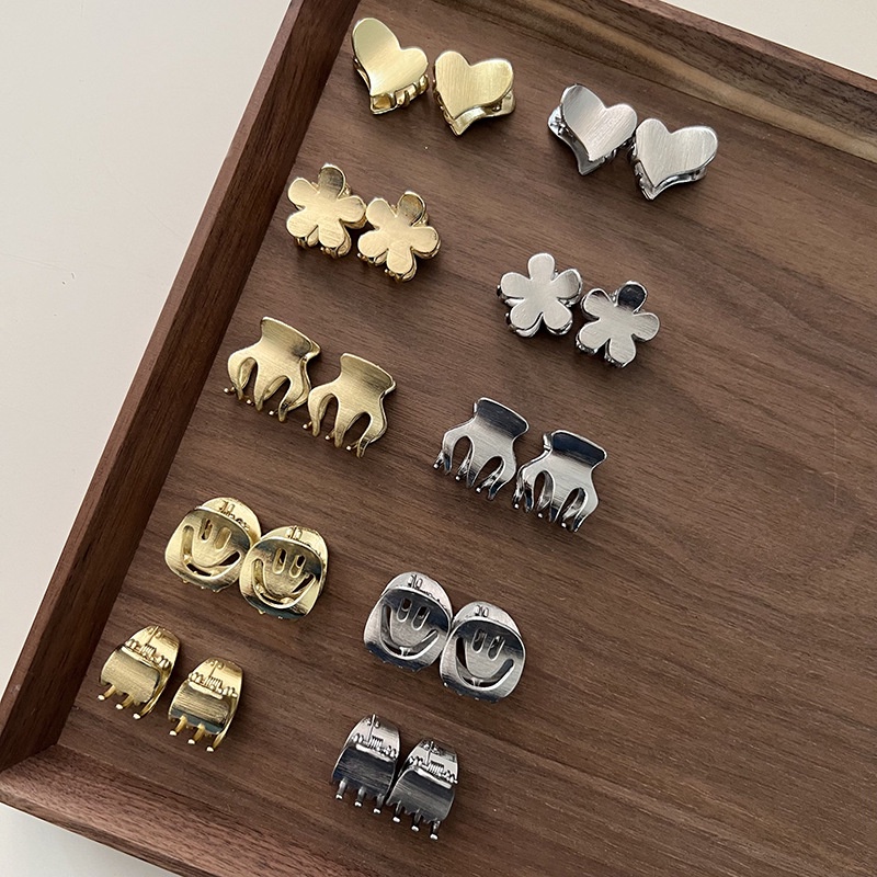 JEPIT PONI BESI MINI GOLD SILVER GLOSSY SHINY JEPITAN RAMBUT KOREA KECIL SMALL BUNGA FLOWER RIBBON BOW PITA SMILE HAIR CLAW BANGS