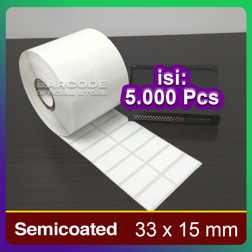 

Label Barcode 33 x 15 mm - 33x15 mm - 33x15mm - (2 Line ) - Kertas Sticker Label Semicoated Isi 5000