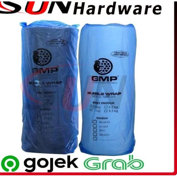 

Bubble Wrap GMP Roll 50 M x 125 CM 3 KG Buble Hitam Putih Transparan - Putih