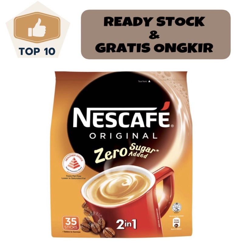 

Nescafe 2 in 1 Instant Coffee Original (Zero Sugar Added) 35x9g - Kopi instan