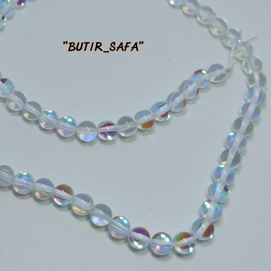 BAHAN GELANG BATU KALIMAYA INDIA MERMAID ANGEL GLASS 6MM - 8 mm, 1string/renteng