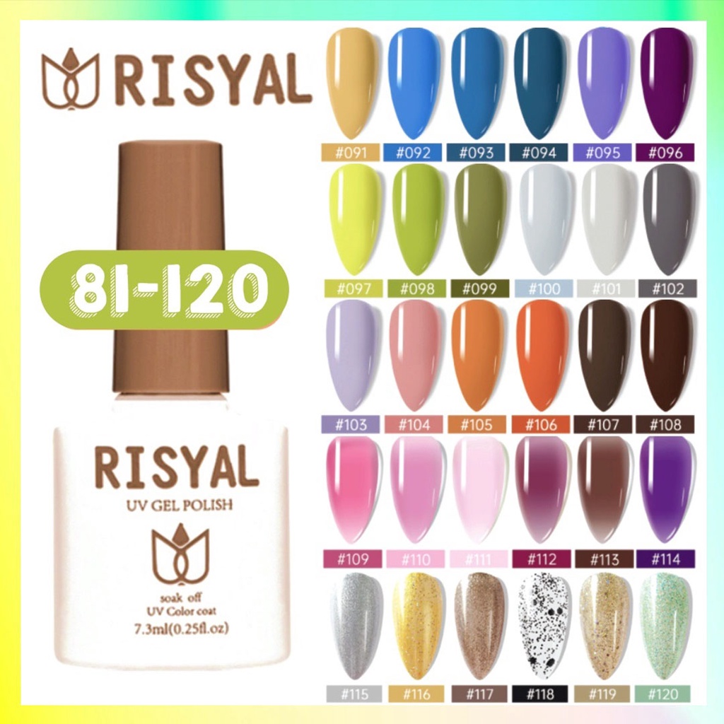 (81-120) RISYAL Kutek Color Nail Gel Halal UV Polish 7.5 ml Cat Kuku KU036