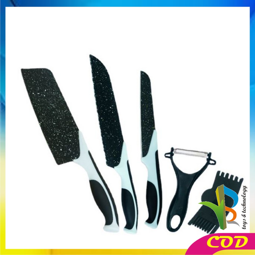 RB-C443 Pisau Dapur Set 5in1 Multifungsi / Pisau Keramik Serbaguna Pengupas Buah Dan Sayur Kitchen Knife Set Ceramik Peeler