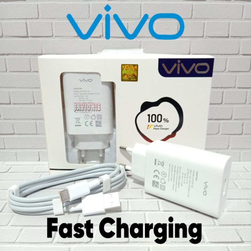 Charger Casan Cas VIVO Y16 Y21 Y21A Y21s Y21T Y22 Y30 Y30i Y33s Y33T Y50 Y51 Y51A Y75 T1 5G 18W ORI TYPE C 100% Fast Charging