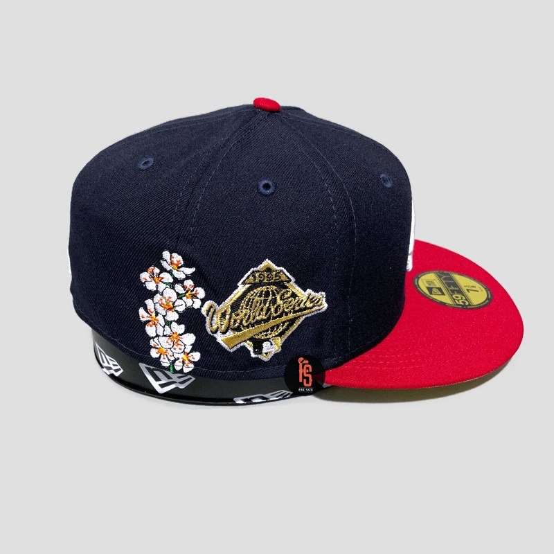 TOPI NEW ERA ORIGINAL 5950 WS 1995 FLOWER ATLANTA BRAVES NAVY RED