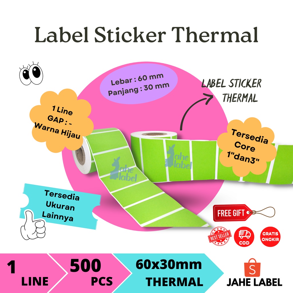 

STICKER LABEL BARCODE 60x30 MM THERMAL