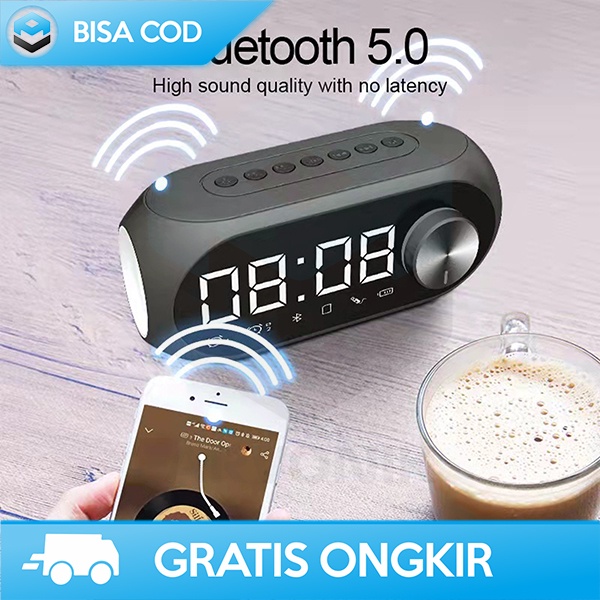 SPEAKER JAM ALARM CLOCK BLUETOOTH V5.1 WITH LED COLORFUL MIRROR SCREEN