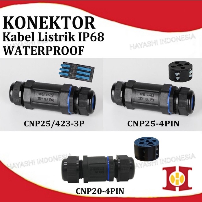 Sambungan Konektor Kabel Listrik Tahan Air Outdoor Waterproof IP68