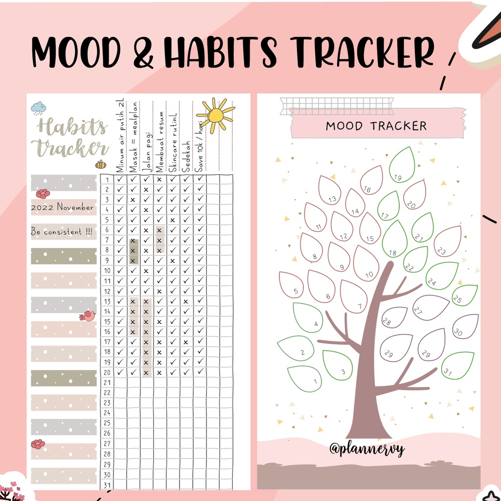 

MOOD DAN HABITS TRACKER LOOSE LEAF PLANNER