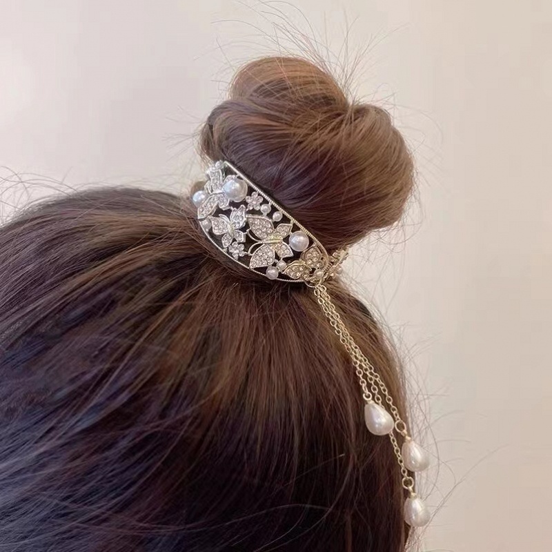 Fashion Gadis Rambut Ajaib Bun Shaper Ladies Headwear DIY Berlian Imitasi Mutiara Bunga Rambut Klip Elegan Alat Styling Rambut Rumbai Rambut Sanggul Korea Pernikahan Pengantin Wanita Aksesoris Rambut