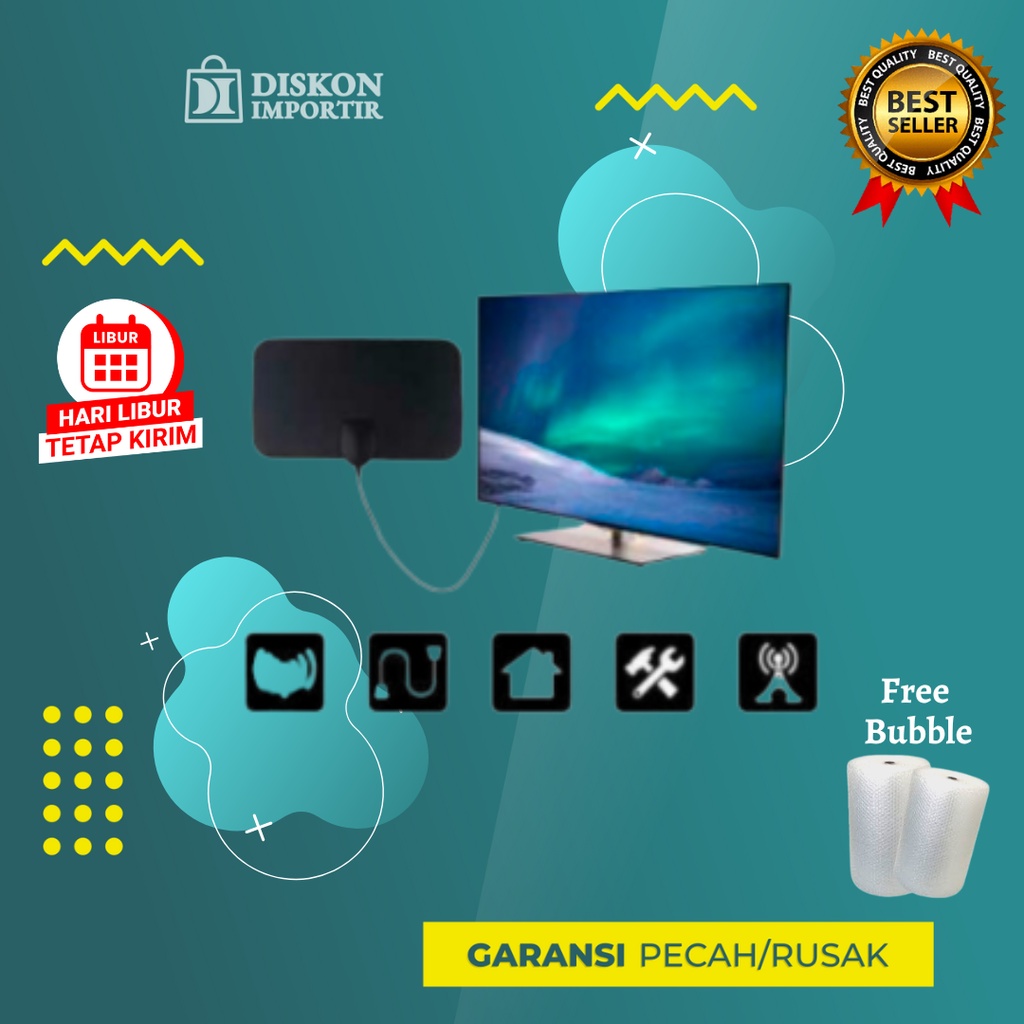 Antena TV Digital Indoor Outdoor Led Tabung DVB-T2 4K High Gain 25dB Original Super Jernih