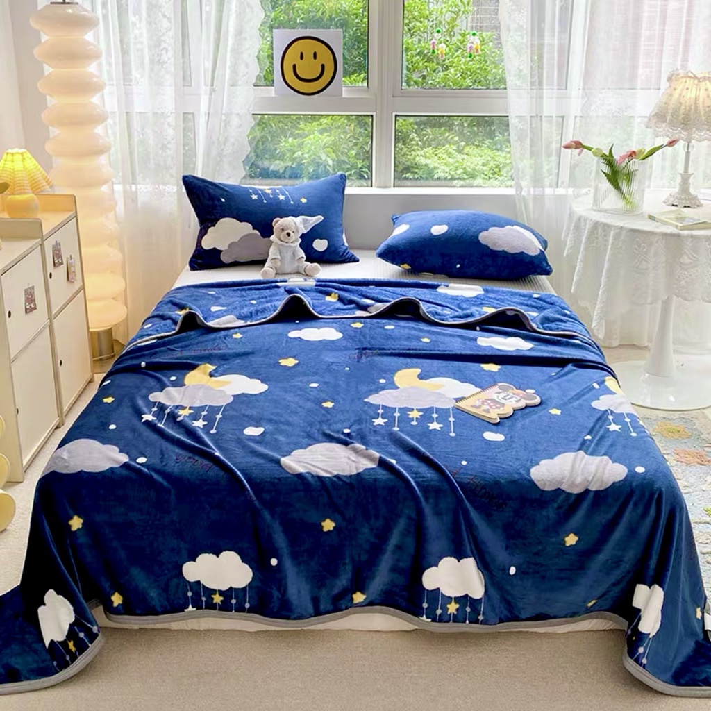 Selimut Bulu Dewasa Uk 140x200 Motif Star Night