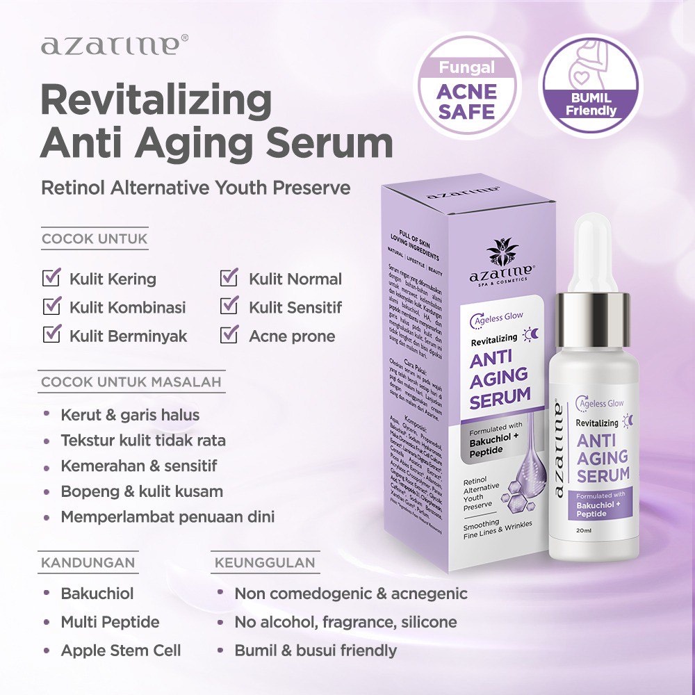 AZARINE Revitalizing Anti Aging Serum || Bakuchiol Peptide Serum Ageless Glow 20ml