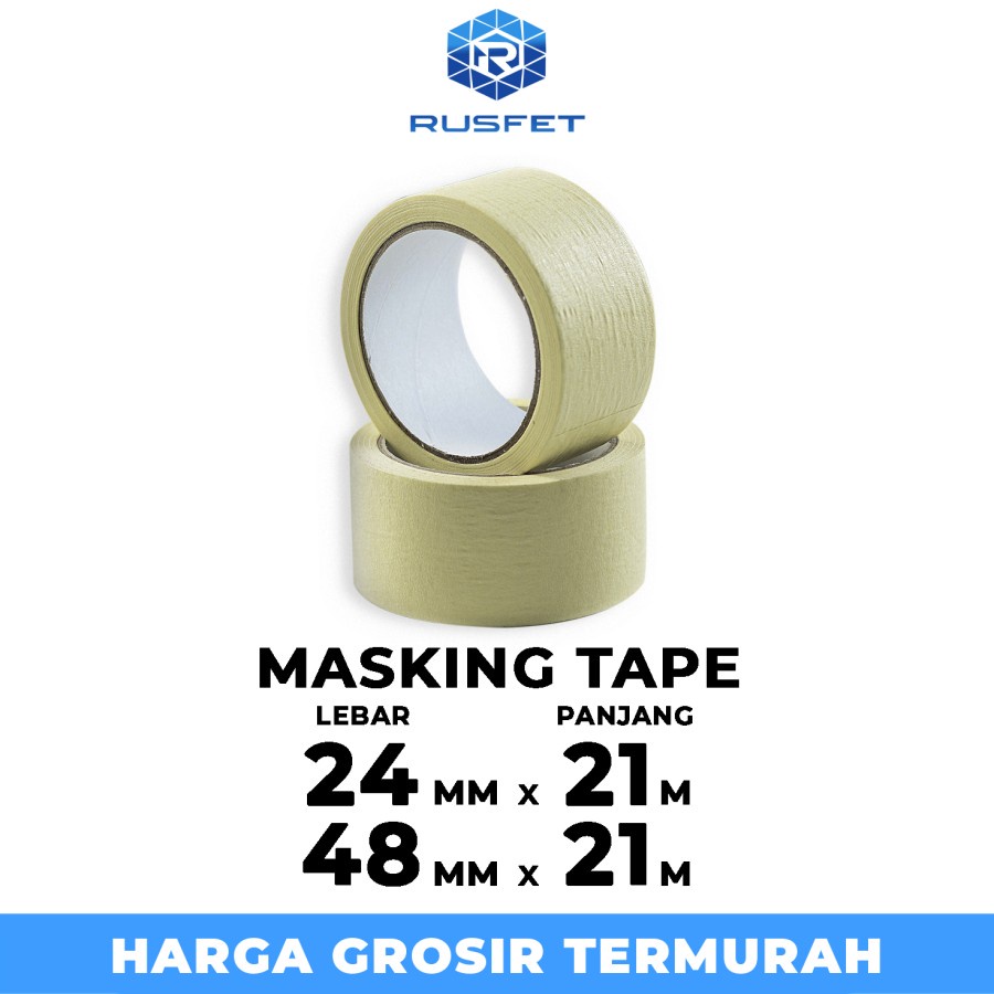 Lakban Kertas Masking Tape Isolasi Kertas Rusfet satuan termurah