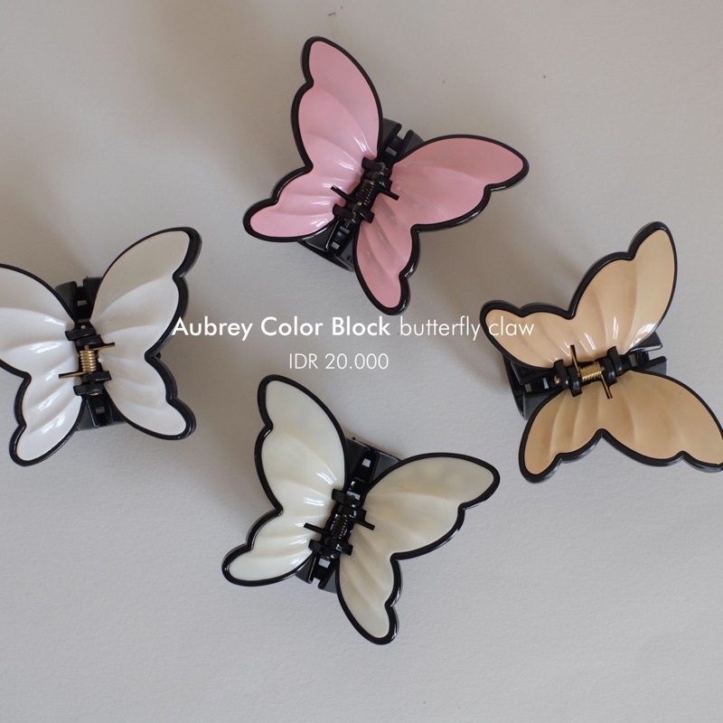 Ark.co - AUBREY Doff &amp; Color Block Butterfly Hair Claw jepit rambut kupu kupu