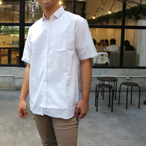 KEMEJA PRIA KEMEJA PRIA JUMBO KEMEJA POLOS KEMEJA POLOS PENDEK PRIA - Putih, XXXL