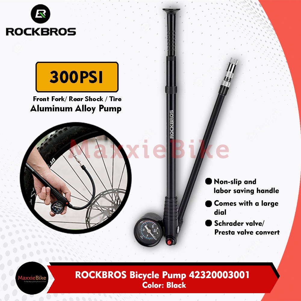Jual ROCKBROS 42320003 Pompa Fork Sepeda Air Shock 300psi Bike Air Shock Pump Fork Rear