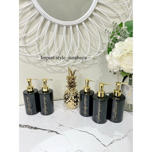 BOTOL HITAM EXCLUSIVE 250ml GOLD LUXURY . aesthetic bottle refill tempat sabun cair pump estetik mewah