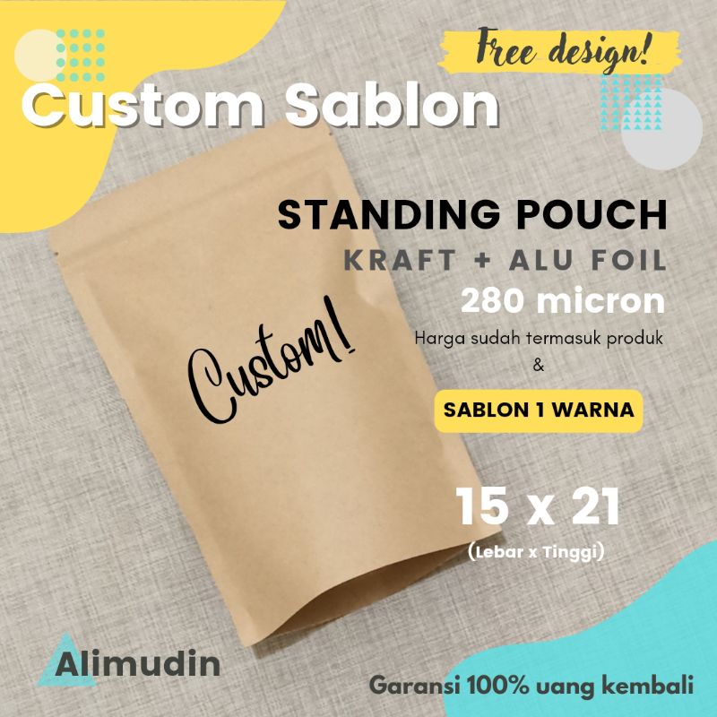 

Standing Pouch 15 x 21 Kraft Paper Alu Foil Custom Sablon