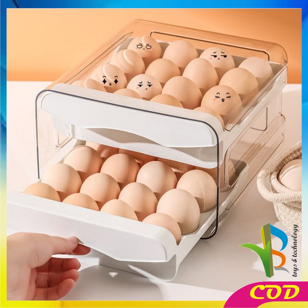 RB-C410 Tempat Telur 2 Tingkat Egg Storage Box Organizer / Rak Telur 2 Susun Kotak Telur / Box Penyimpanan Telor Rak Serbaguna