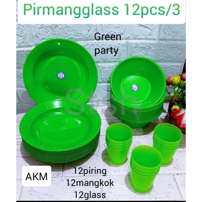 Piring Mangkok Set Gelas Plastik Isi 36 Pcs