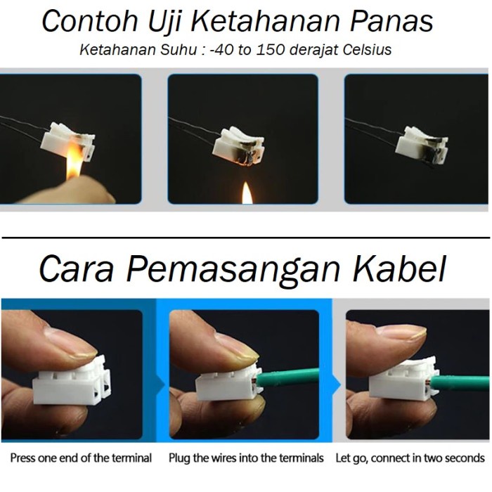4pcs Wire Quick Connector Splice Lock Terminal Sambungan 2 Kabel Listrik