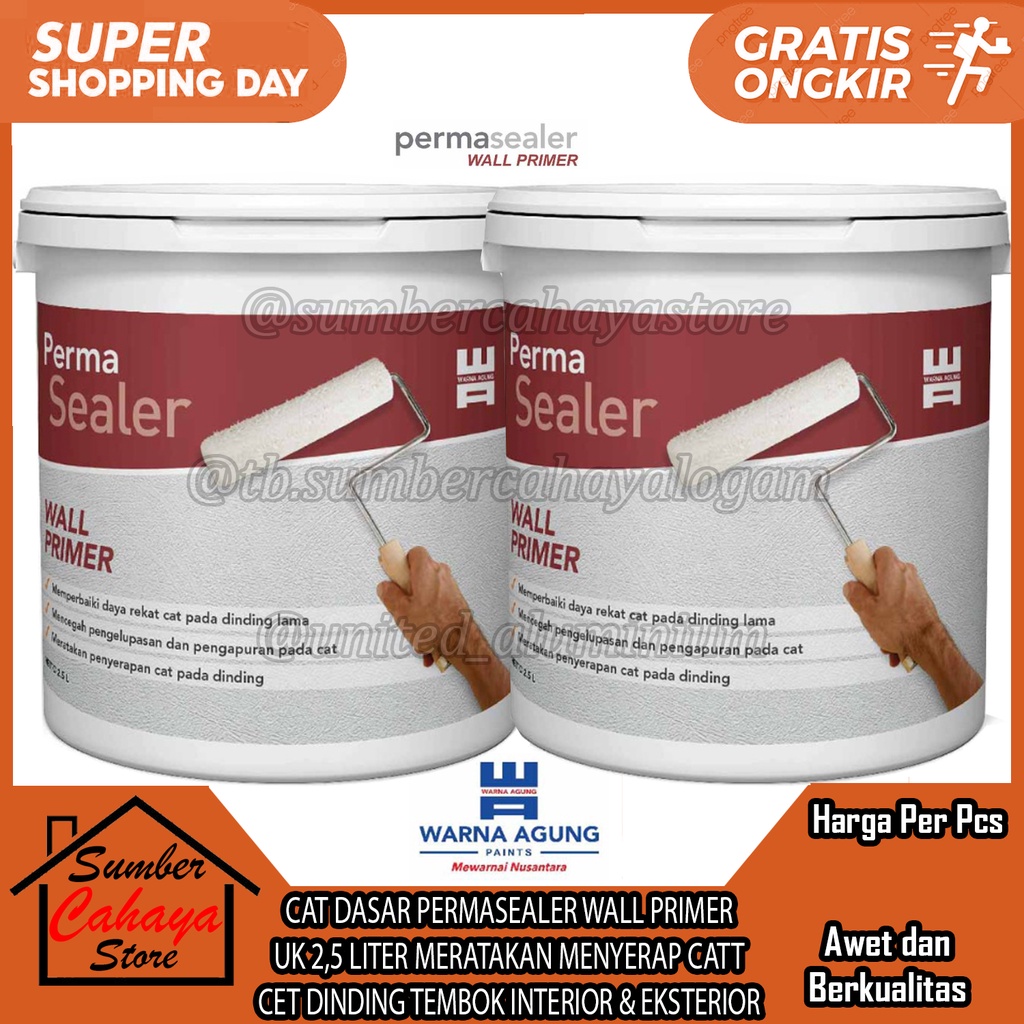 CAT DASAR PERMASEALER WALL PRIMER UK 2,5 LITER L LTER PUTIH WHITE MERATAKAN MENYERAP CATT CET DINDIN