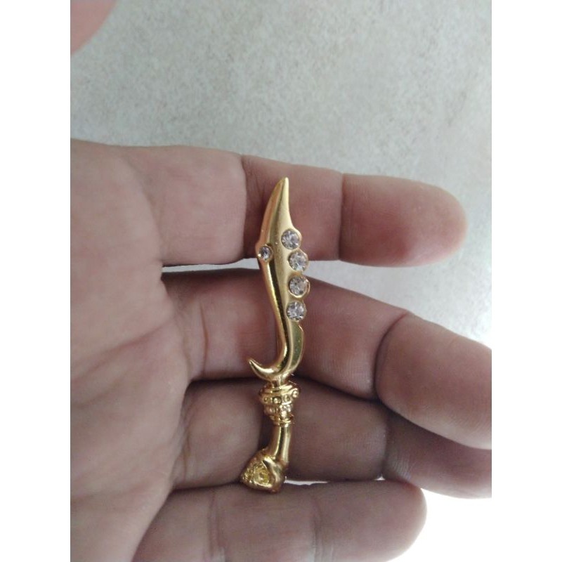 Pin bros kKujangg warna gold aksesoris peci songkok motif spesial batu permata sintetis fashion hias