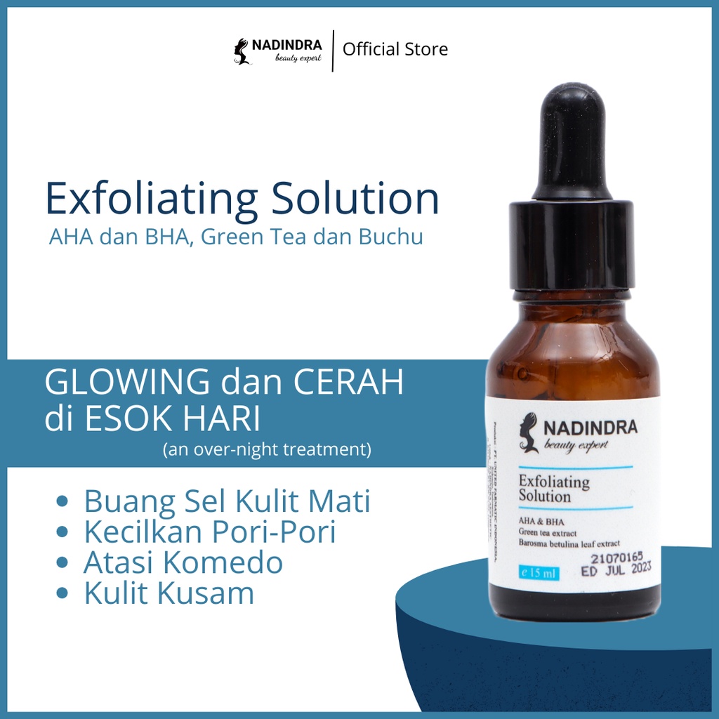 Nadindra Beauty Expert Exfoliating Solution -AHA BHA greentea buchu serum - peeling serum