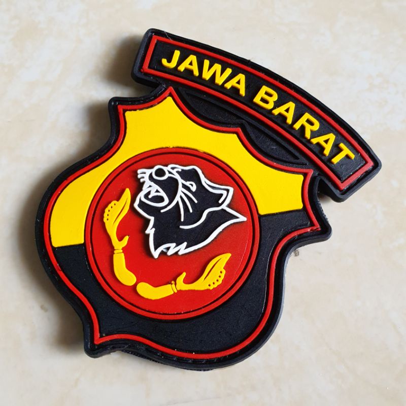 patch rubber logo polda jawa barat / polri / polisi / police / tempelan emblem karet velcro