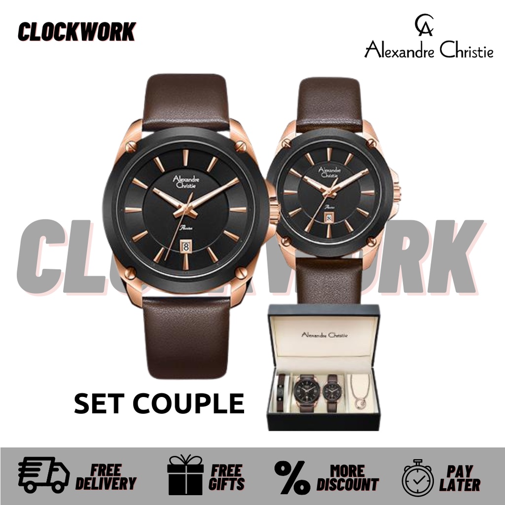 Jam Tangan ALEXANDRE CHRISTIE AC 8667 M/LDLBRBA Couple Kulit ORIGINAL