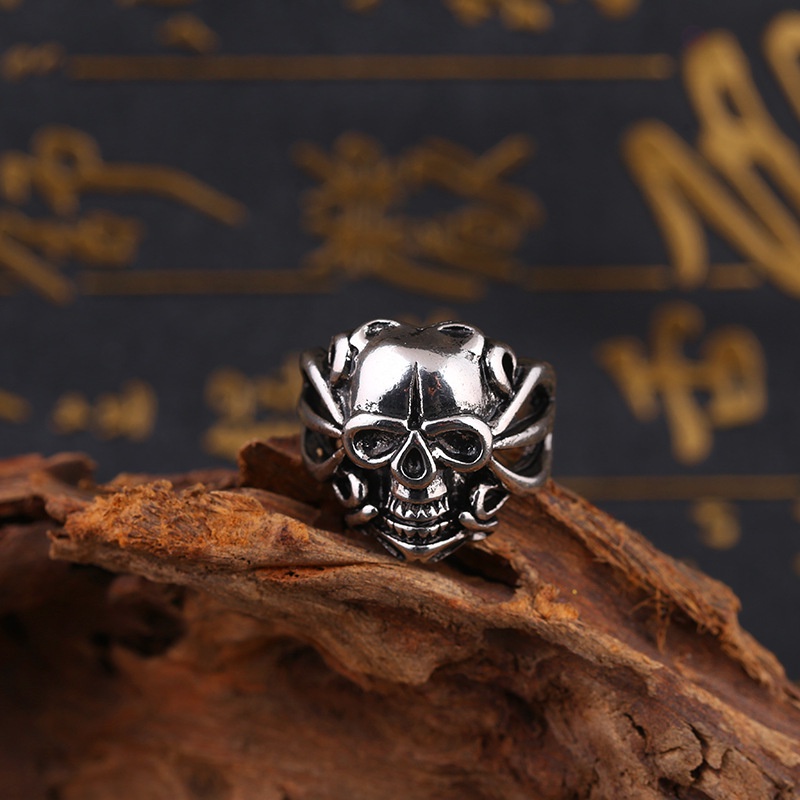 Cincin Desain Tengkorak Gaya punk Hip-hop Eropa Amerika Untuk Pria