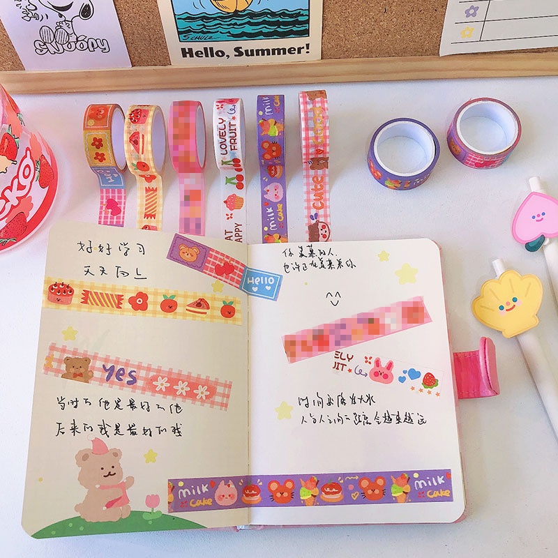 5Pcs/Set Washi Tape Kartun Lucu Korea Washi Tape Sticker Kertas Stiker Untuk DIY Dekorasi Buku Diary Alat Tulis-Doo