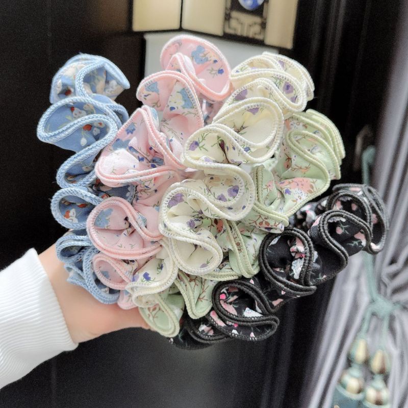 BANDO SCRUNCHIE RUFFLE MOTIF FLORAL KOREA PREMIUM QUALITY