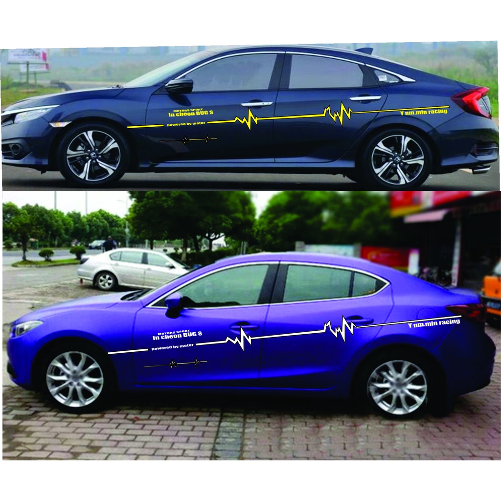 sticker stripe stiker mobil custom all tipe sedan civic corolla stiker toyota sedan detak jantung