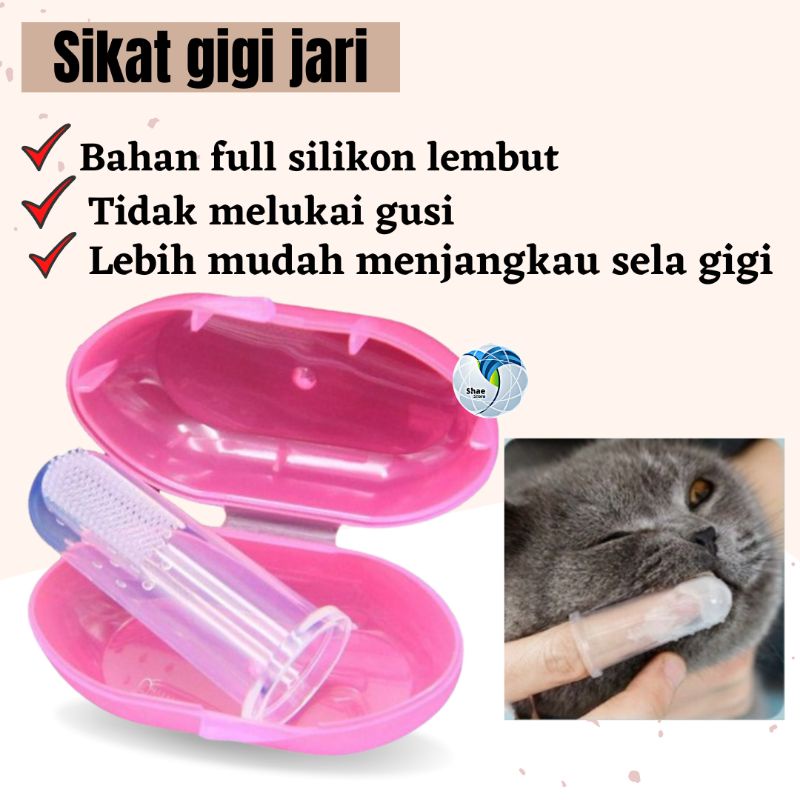 Sikat Gigi Kucing Anjing Sikat Gigi Jari Silikon