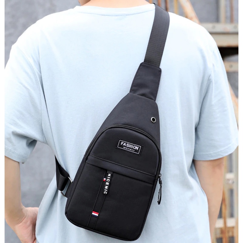 Tas Selempang  Pria Crossbody Sling Bag - FS005 - Black 7RFB3UBK