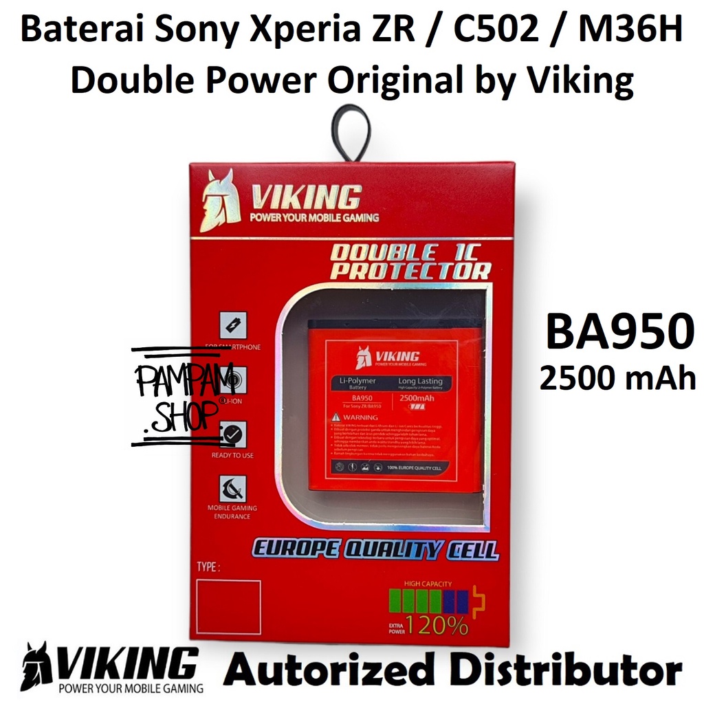 Baterai VIKING Double Power Original Sony Xperia ZR C502 M36H BA950 Batre Batrai BA 950 Ori HP