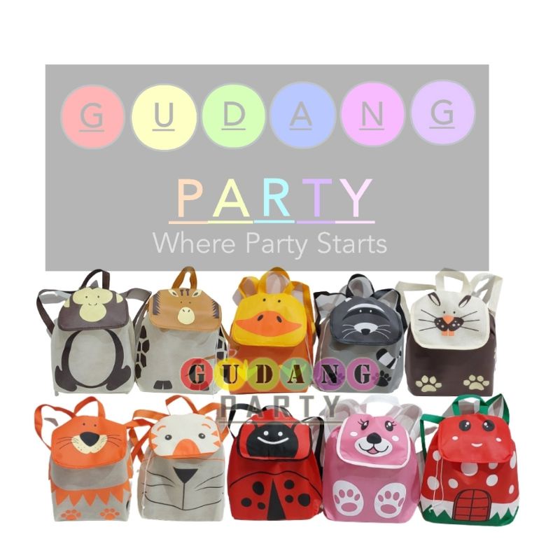 

Spunbond Goodie bag Ransel Animal Tutup Ultah Tas Bingkisan Souvenir Ulan Tahun