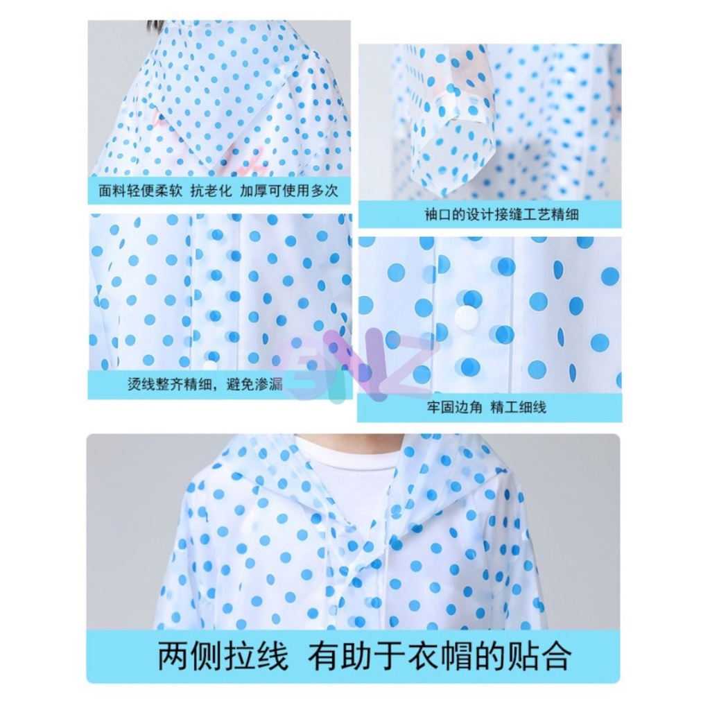 ENZ ® JAS HUJAN ANAK MOTIF POLKADOT / JAS HUJAN TERUSAN EVA MOTIF POLKADOT ANTI AIR TEBAL ANAK SEMI TRANSPARANT O1034