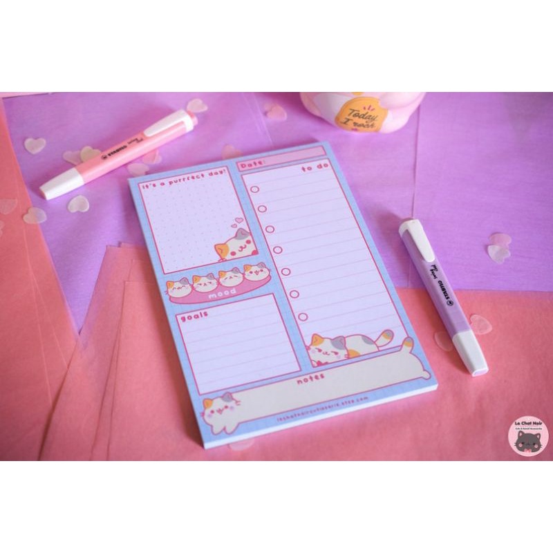 

Kawaii A5 Daily Plan Bob the Cat • tear away memo • padpaper note pad, cute memo • block notes kawaii stationery