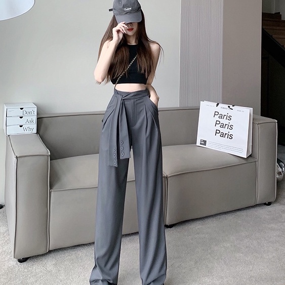 Celana Pants Wanita Highwaist Oversize Lurus Casual Pants