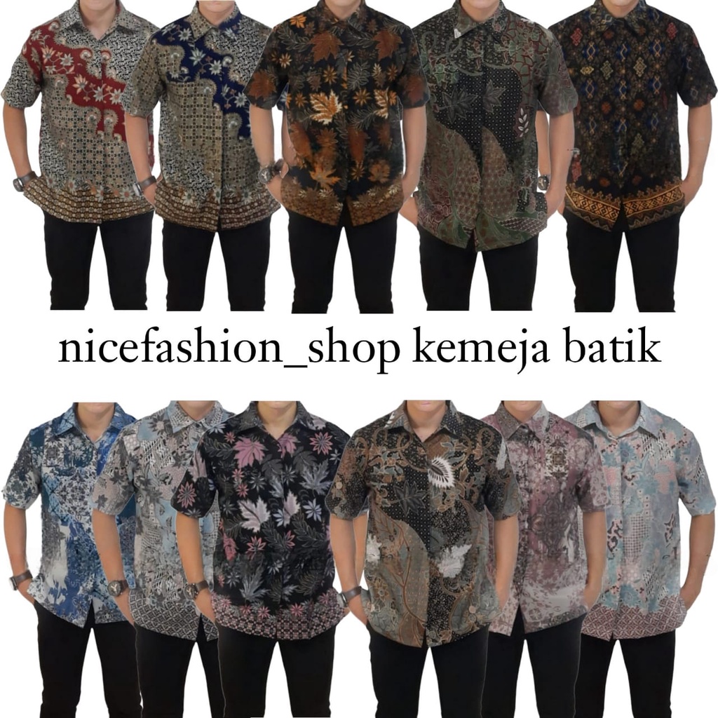 Kemeja Batik Pria Lengan Pendek Foil Semi Sutra Print/Batik Pria Lengan Pendek/Kemeja Batik Pria Len