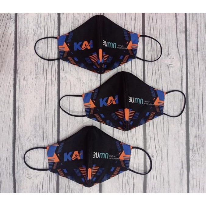 Masker KAI BUMN Custom / Masker BUMN KAI Custom Full Printing Design t-pancawarnaprint Ayo Order