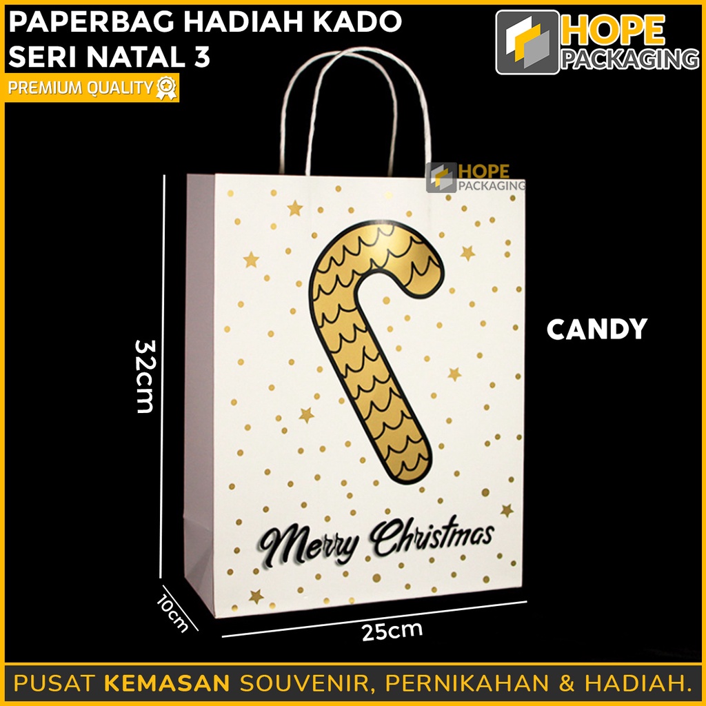 PaperBag Hadiah / Kado Natal ( Seri 3 ) / Paper bag Putih dan Motif Vintage