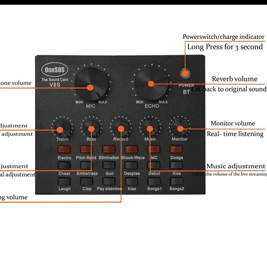 Stok Terbatas MallCasing - OneSOS Sound Card V8S | Sound Card V8S Plus Mixer SoundCard V8 MIXER Audi